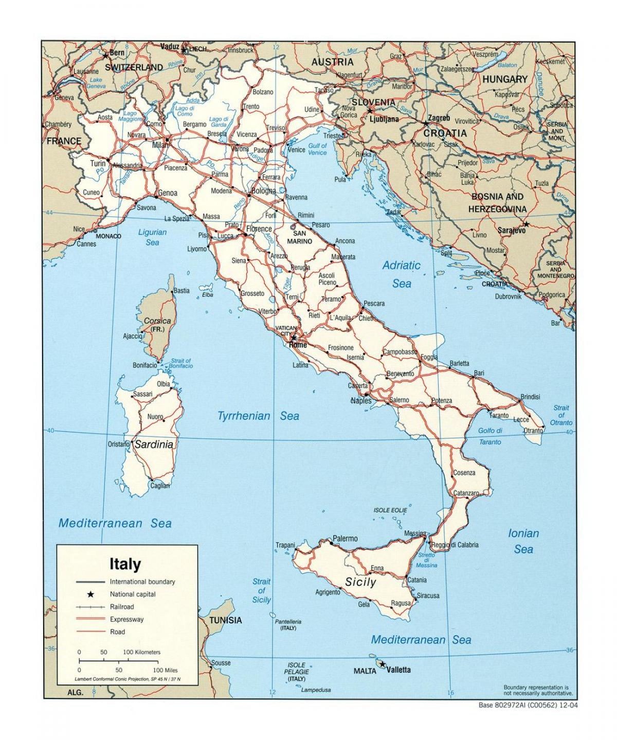 Карта регионов Италии: политическая и государственная карта Италии