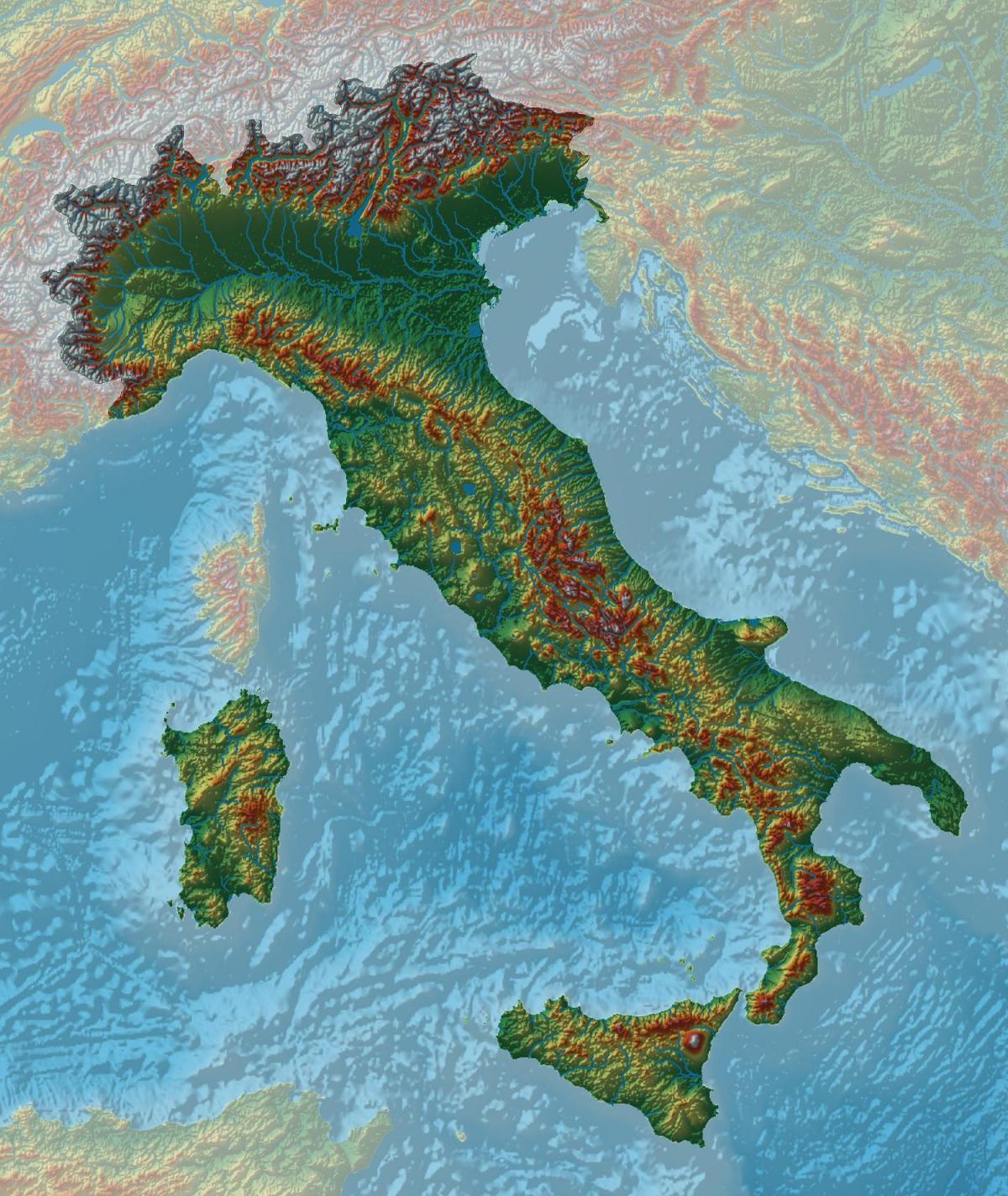 карта высот Италии