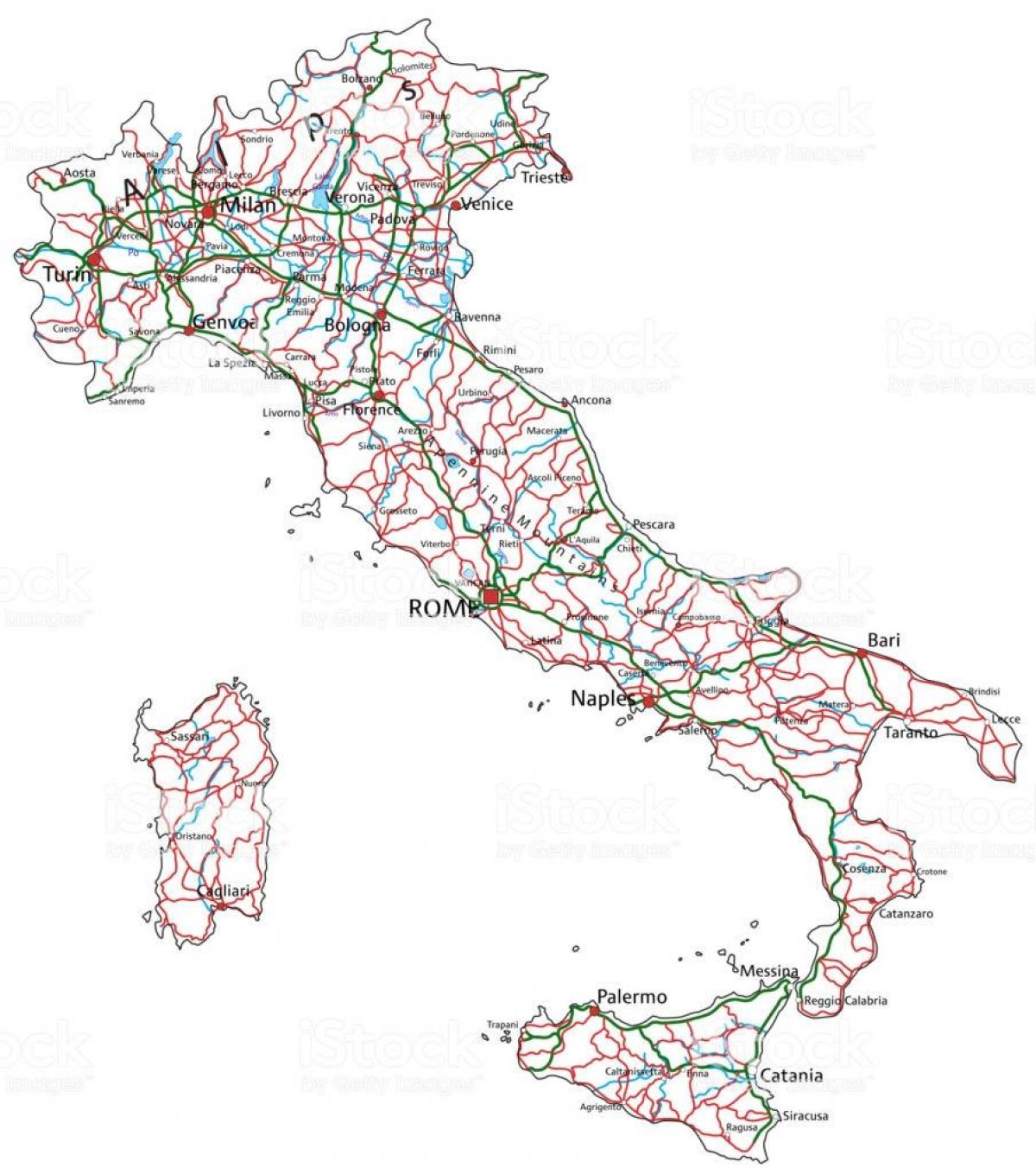 Карта автомагистралей Италии