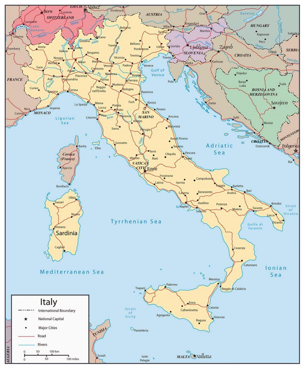 Реки в Италии карта