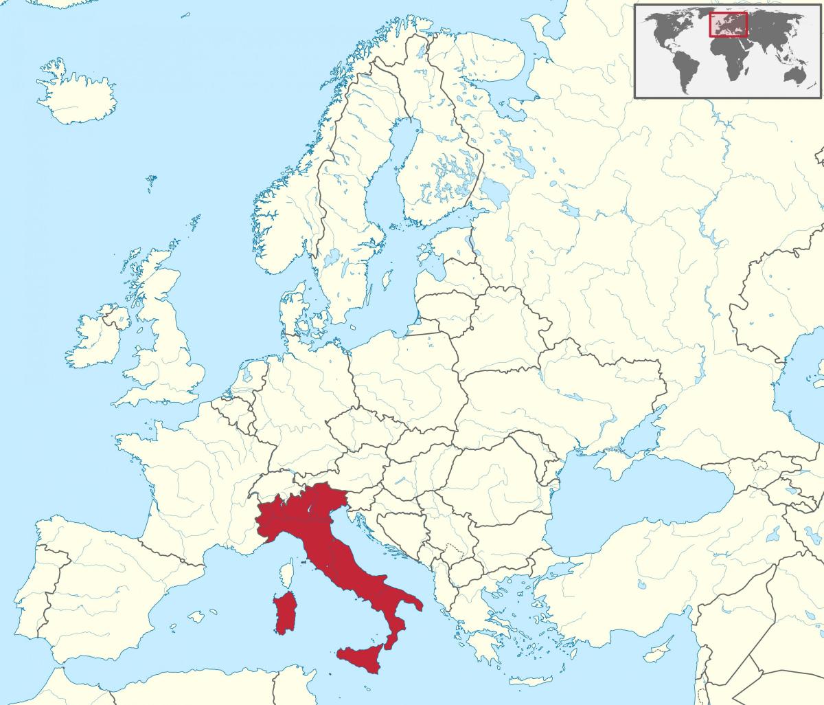 расположение Италии на карте Европы