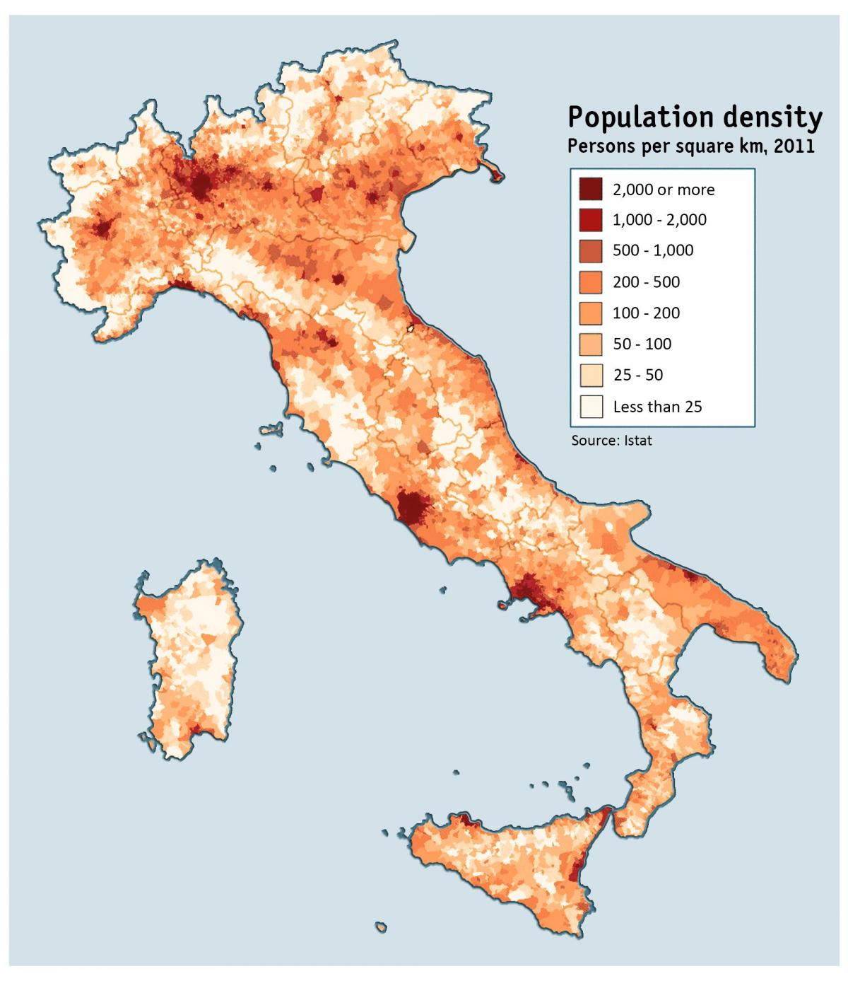 карта плотности Италии