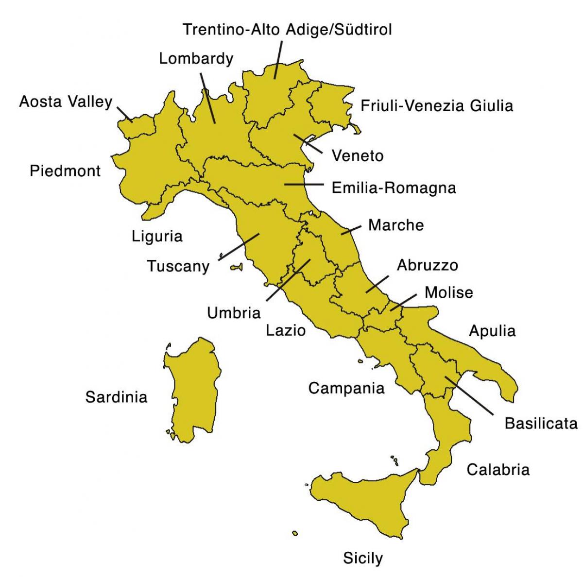карта регионов Италии