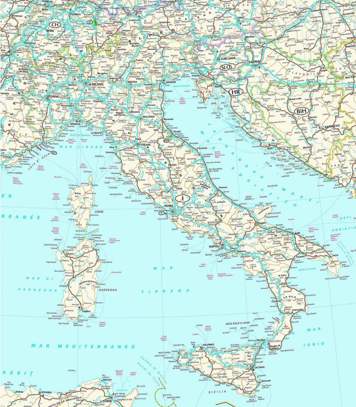Карта Италии для вождения