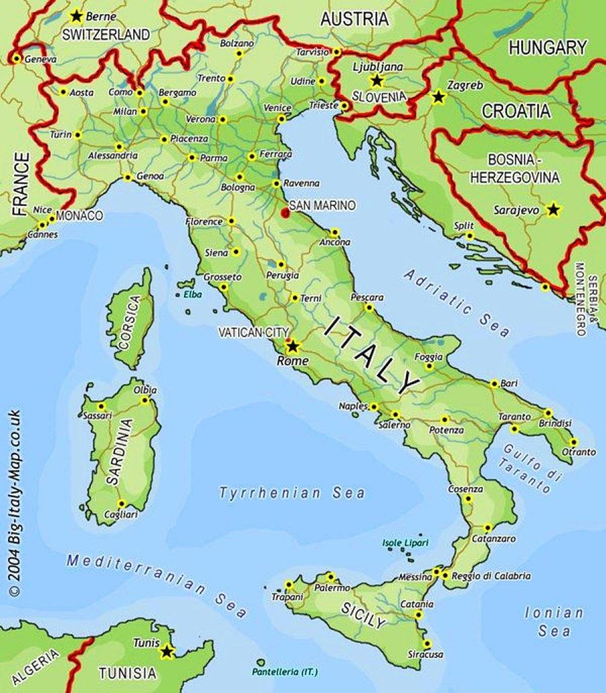 Карта Италии и приграничных стран