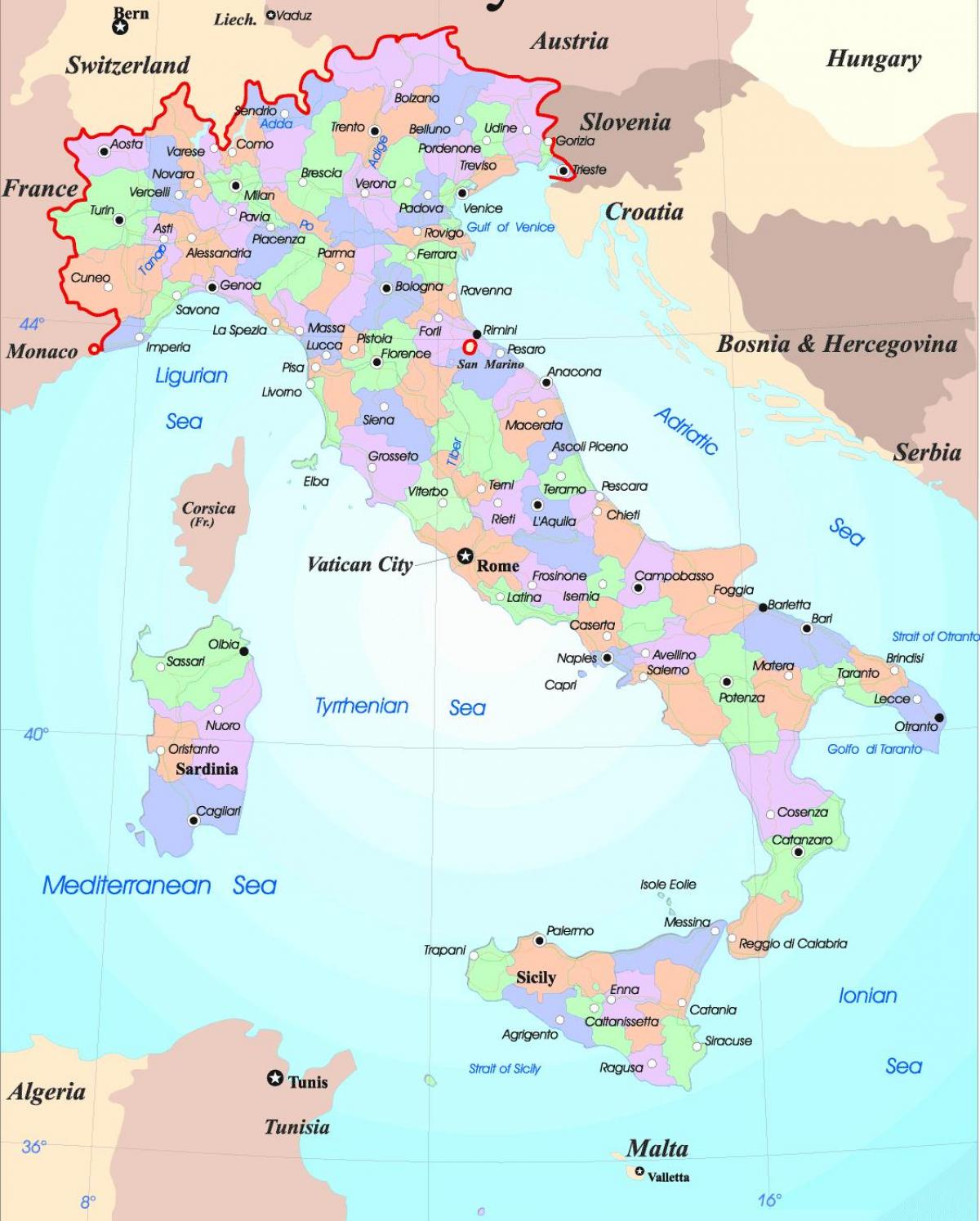 Большая карта Италии